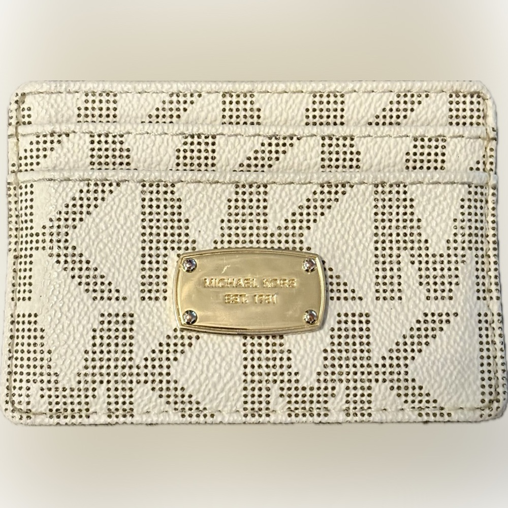 Michael Kors Cream and Gold Card Holder
